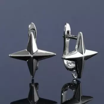 Швензы родированные "Звезда", цвет серебро