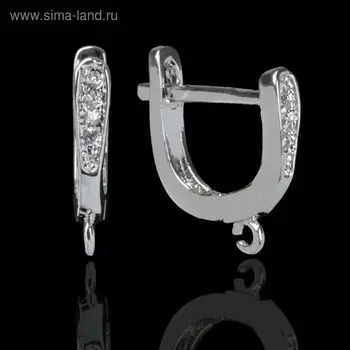 Швензы для сережек с цирконом «Овал», белые в серебре
