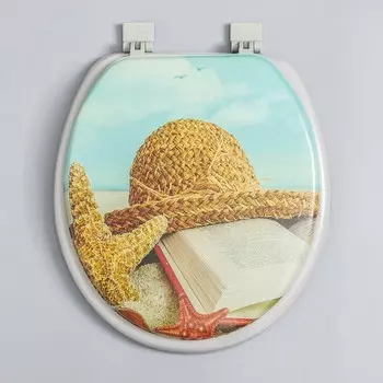 Сиденье для унитаза с крышкой, Росспласт,4337 см, мягкое, цвет серый, рисунок микс