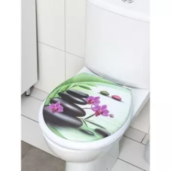 Сиденье для унитаза с крышкой Доляна «Камни дзен», 4037 см, мягкое