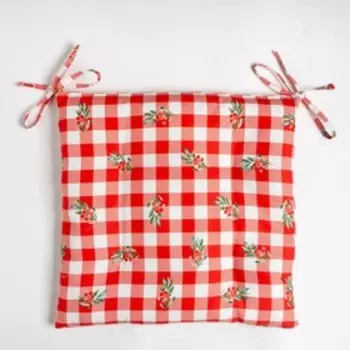 Сидушка "Этель" Red flowers 42х42х7см,100% хлопок,саржа 190гр/м2