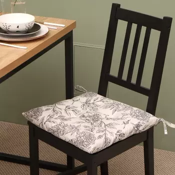 Подушка на стул Этель "Black flowers" 42х42см, 100% хлопок, 190 г/м2