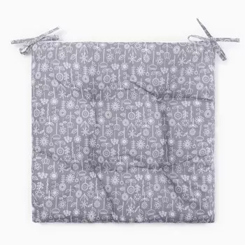 Подушка на стул Этель "Цветы" цв. grey, 40х40 см, 100% п/э
