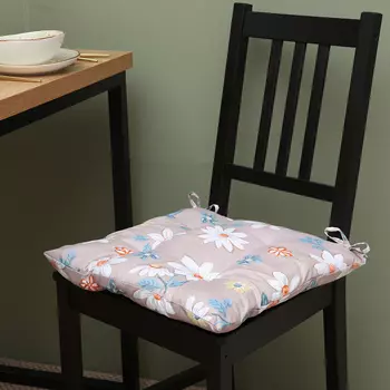 Подушка на стул Этель "Цветы" цв.серый, 40х40 см, 100% п/э