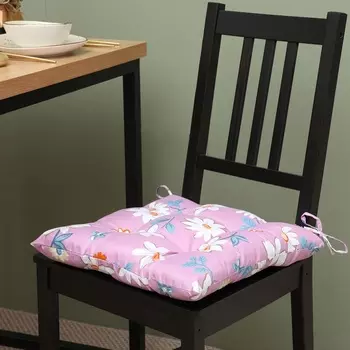 Подушка на стул «Этель. Цветы», сиреневая, 4040 см, 100% п/э