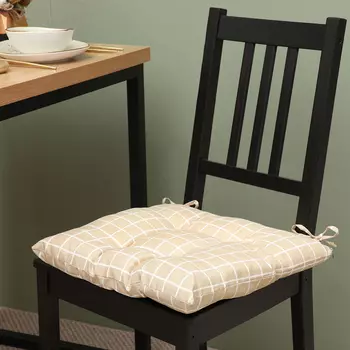 Подушка на стул Этель "Клетка" цв.бежевый, 40х40 см, 100% п/э