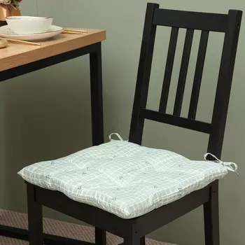 Подушка на стул «Этель. Клетка», цвет олива, 4040 см, 100% п/э