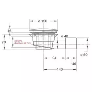 Сифон для душевого поддона BONOMINI 5280AB12B7WZ, d=90 мм, крышка хром, d=40/50 мм