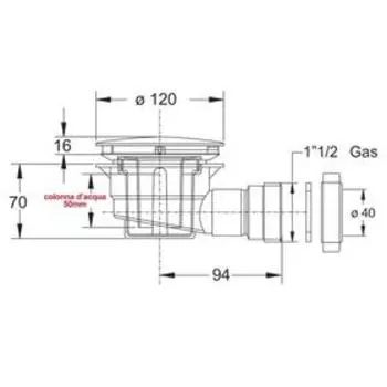 Сифон для душевого поддона BONOMINI 5290IX12B7WZ, d=90 мм, крышка хром, d=40 мм