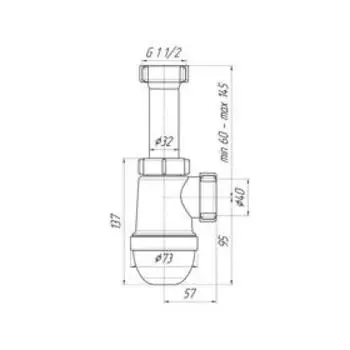 Сифон для мойки "АНИ Пласт" C0120, 1 1/2" х 40 мм, без выпуска