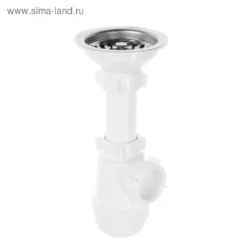 Сифон для мойки "АНИ Пласт" Грот A0150, 3 1/2"х40 мм, с нержавеющей решеткой d=115 мм
