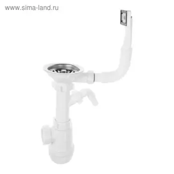 Сифон для мойки "АНИ Пласт" Грот A1045S, 3 1/2"х40 мм, перелив, отвод стиральной машины