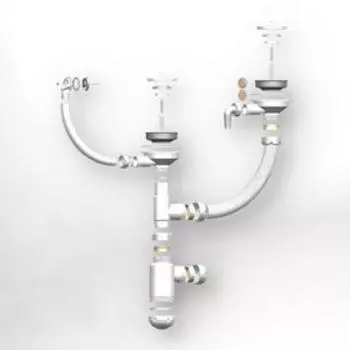 Сифон для мойки Grand П10585, 3 1/2", двойной, с круглым переливом, винтом и отводом