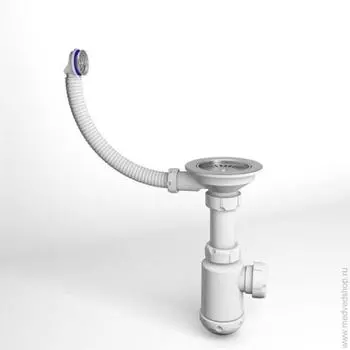 Сифон для мойки Grand П8134, 3 1/2", с круглым переливом и винтом