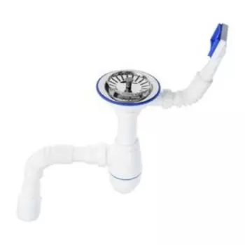 Сифон для мойки Unicorn B425P, 3 1/2"х40 мм, прямоуг.перелив, пласт.ручка, с гофрой 40/50 мм