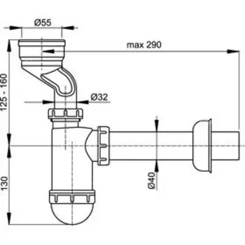 Сифон для писсуара Alcaplast A45A, с манжетой