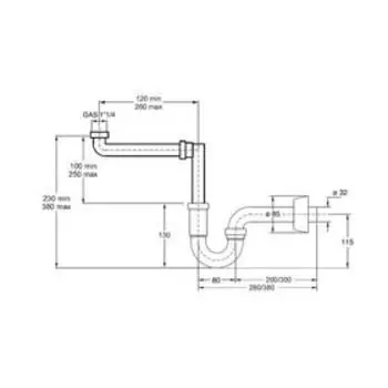 Сифон для раковины BONOMINI 2710SP30B0WZ, трубный, накидная гайка 1 1/4", d=32 мм, белый