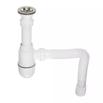 Сифон для раковины VIANT «ПРОФИ» 1"- d=40 мм, решетка d=70 мм, c гофрой d=40