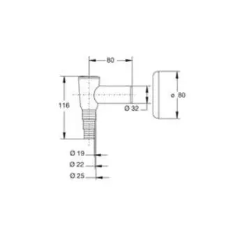 Сифон для стиральной и посудомоечной машины BONOMINI 3530CR32K7WZ, накладной, d=32 мм, хром