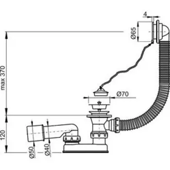 Сифон для ванны Alcaplast A501, хром