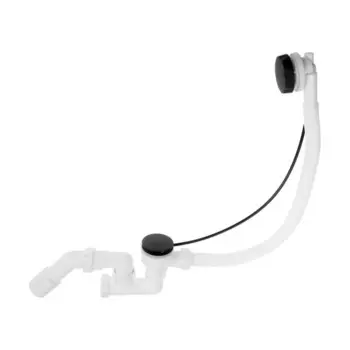 Сифон для ванны «АНИ Пласт» EM321BL, 520 мм, регулируемый, полуавтомат, ручка металл, черный