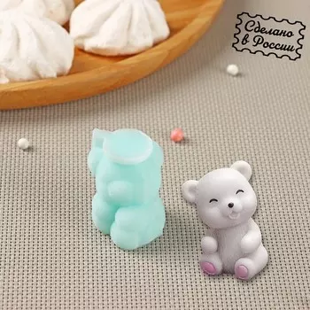 Силиконовый молд «Мишка-мини», 2,72,43,6 см, цвет бирюзовый