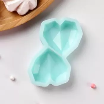 Силиконовый молд «Сердце - геометрическое», 44 см, толщина 15 мм, бирюзовый