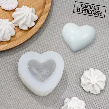 Силиконовая форма «Сердце - объёмное», 7,5×6 см, толщина 35 мм, цвет прозрачный