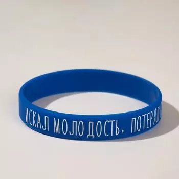 Силиконовый браслет "Искал молодость, потерял совесть" стандарт, цвет синий, 20 см