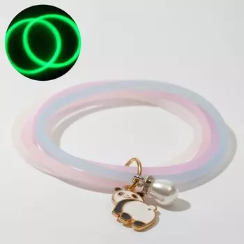 Силиконовый браслет «Светоотражающий» панда, 4 нити, цветной, 6 см