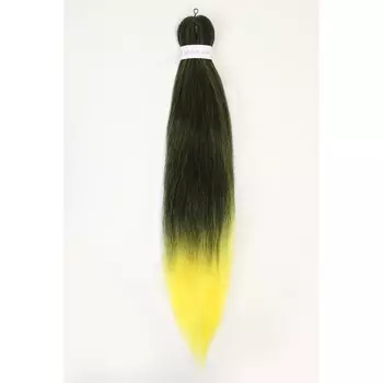 SIM-BRAIDS Канекалон двухцветный, гофрированный, 65 см, 90 гр, цвет болотный/жёлтый(#T1B/Yellow)