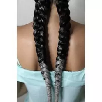 SIM-BRAIDS Канекалон двухцветный, гофрированный, 65 см, 90 гр, цвет чёрный/пепельный(#T1B/Silver)