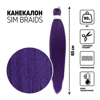 SIM-BRAIDS Канекалон однотонный, гофрированный, 65 см, 90 гр, цвет фиолетовый(#PUR)