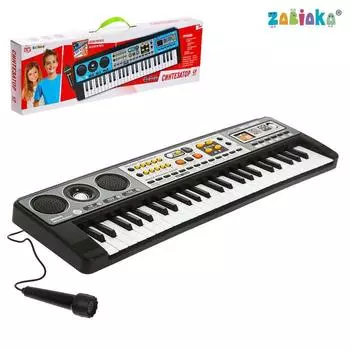 Синтезатор детский с микрофоном «Музыкальный взрыв», 49 клавиш, работает сети и от батареек
