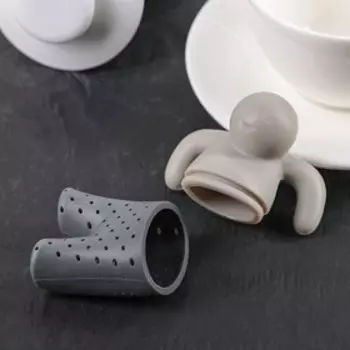 Ситечко для чая Доляна «Человечек», 8,573 см, цвет серый