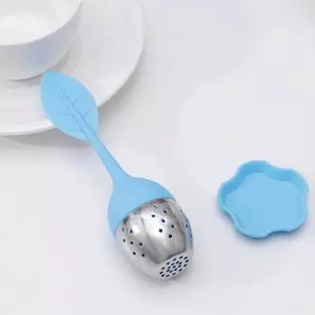 Ситечко для чая Доляна «Листок», нержавеющая сталь 304, голубое