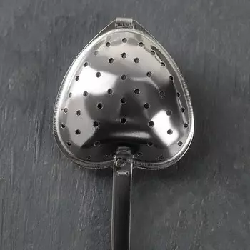 Ситечко для чая Доляна «Сердце», 14.54 см, нержавеющая сталь, серебристое