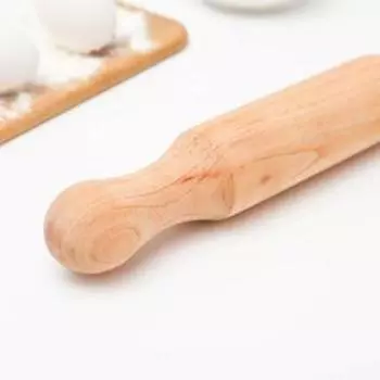 Скалка деревянная, 30×5 см, фигурные ручки