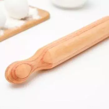 Скалка деревянная, 35×3,5 см, фигурные ручки