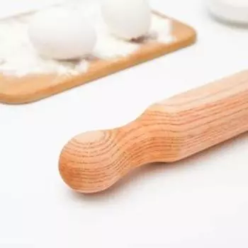 Скалка деревянная, 40×4,5 см, фигурные ручки