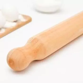 Скалка деревянная, 50×6 см, фигурные ручки