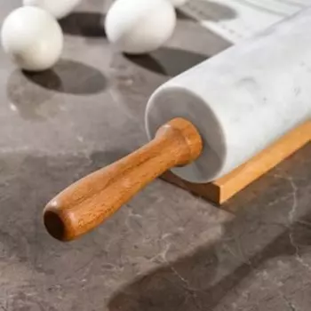 Скалка из мрамора Magistro, с подставкой, 455 см, цвет белый