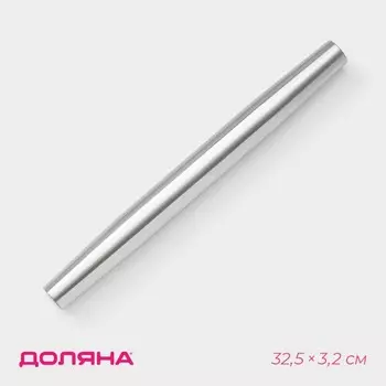 Скалка из нержавеющей стали Доляна «Бруни», 32,53,2 см, цвет серебристый