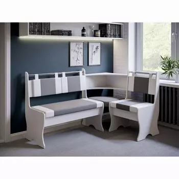 Скамья угловая "Дельта", 1520 х 1040 х 900, белый/серый-белый