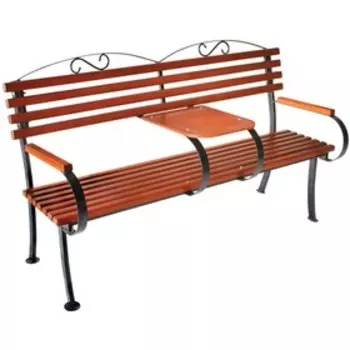 Скамейка «Романтика», 1607598 см, деревянная, металлические ножки, со столиком