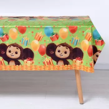 Скатерть одноразовая праздничная 120180 см, 35 мкр, Чебурашка