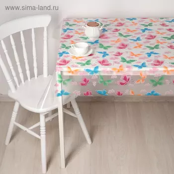 Скатерть без основы многоразовая «Бабочки», 110×120 см, цвет прозрачный