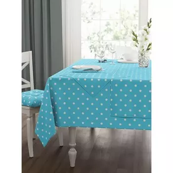 Скатерть Blue polka dot, размер 140х180 см, цвет голубой