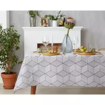 Скатерть Доляна 145х145см, Тренд цв.белый, 100%пэ, рогожка 200 гр/м