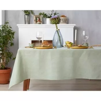 Скатерть Доляна 145х145см, Зеленая полоска, 100%пэ, рогожка 200 гр/м